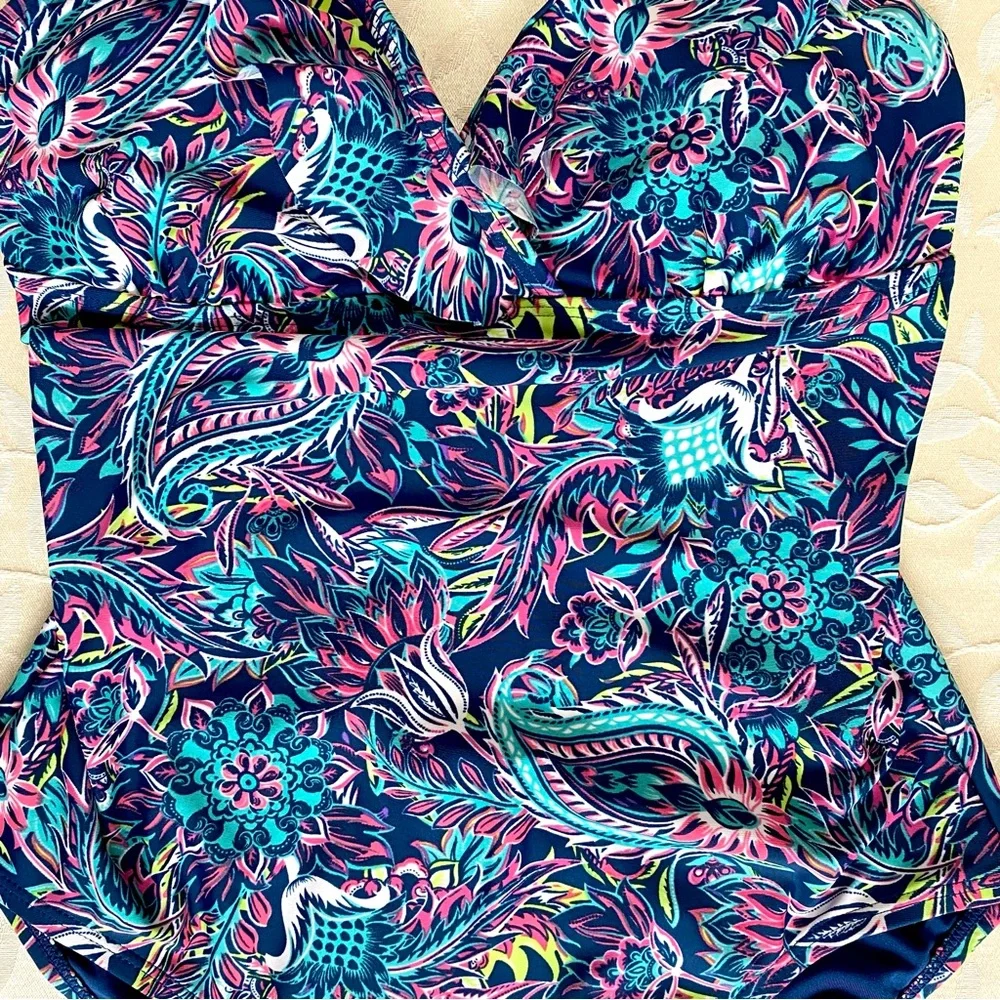 🆕 Caribbean Joe Swimsuit Women’s size 8 One Piece Paisley Bathing Suit NEW NWT